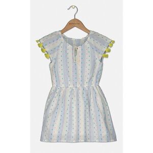 ‎Epic Threads Girl's Cotton Tassel-Trim Peasant Dress, Blue/Off White SZ 6X